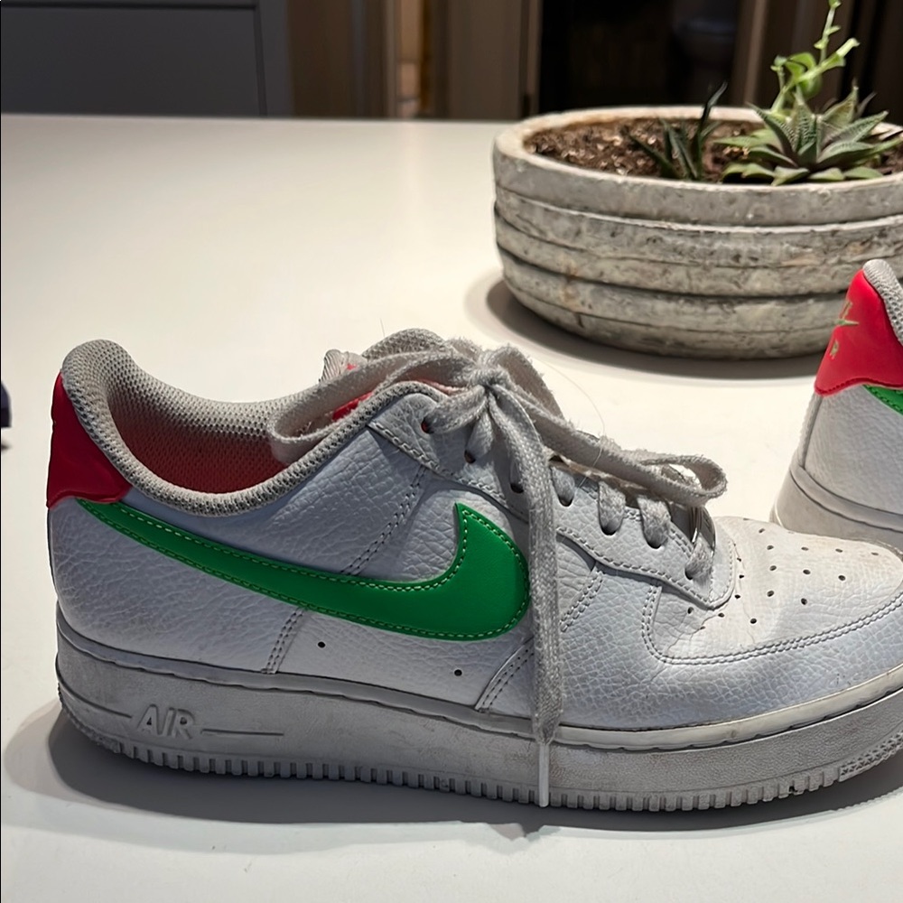 Nike AF1 Air Force ones women’s kids neon White and Green Sneakers